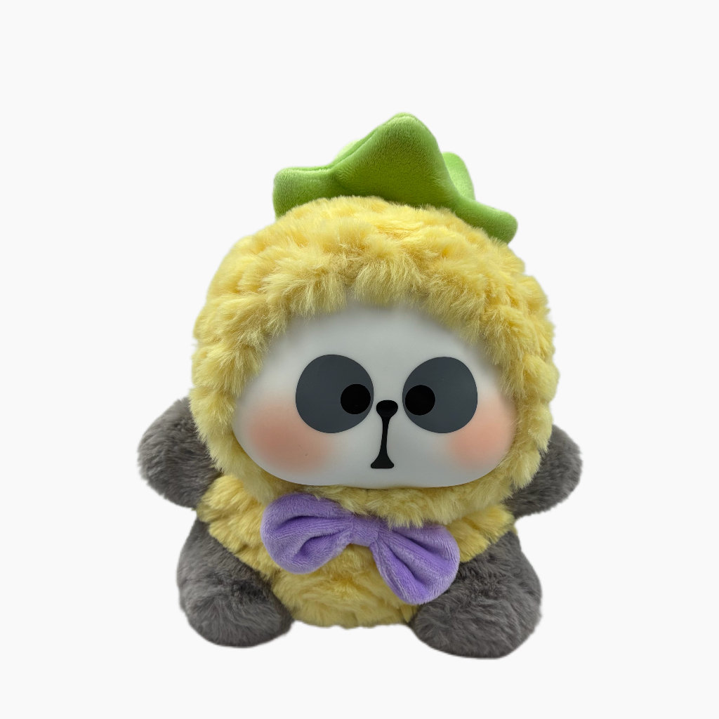 Pineapple head Panda plush toy with soft rubber face, cute panda doll, girlish and heartwarming pineapple panda decorative gift